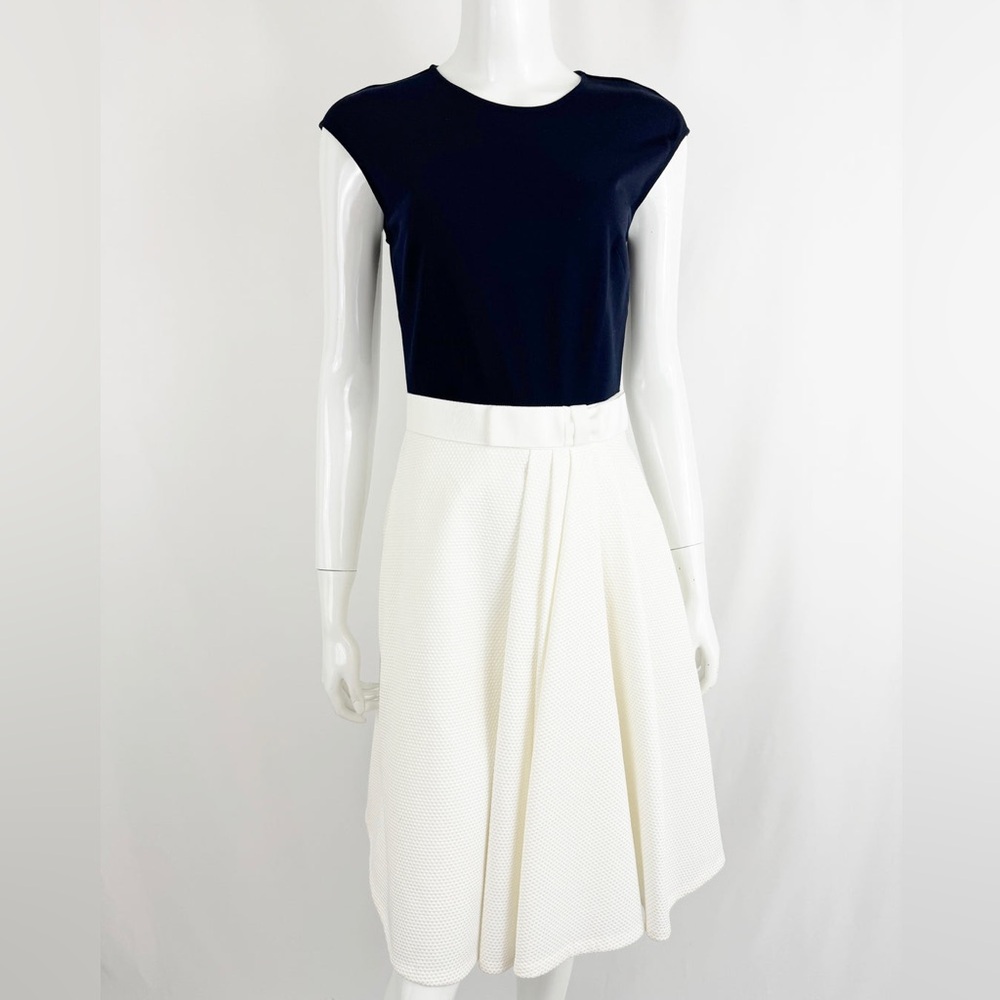 Ted Baker London Navy and White A-Line Skirt - Size 0